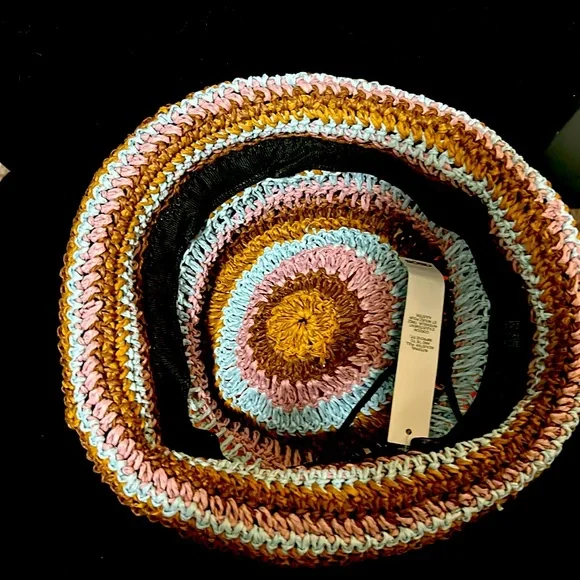 COPY - NWT ASOS Design Straw Bucket Hat- Unisex- Brown/Tan/Light Blue- OSFM - Picture 2 of 5